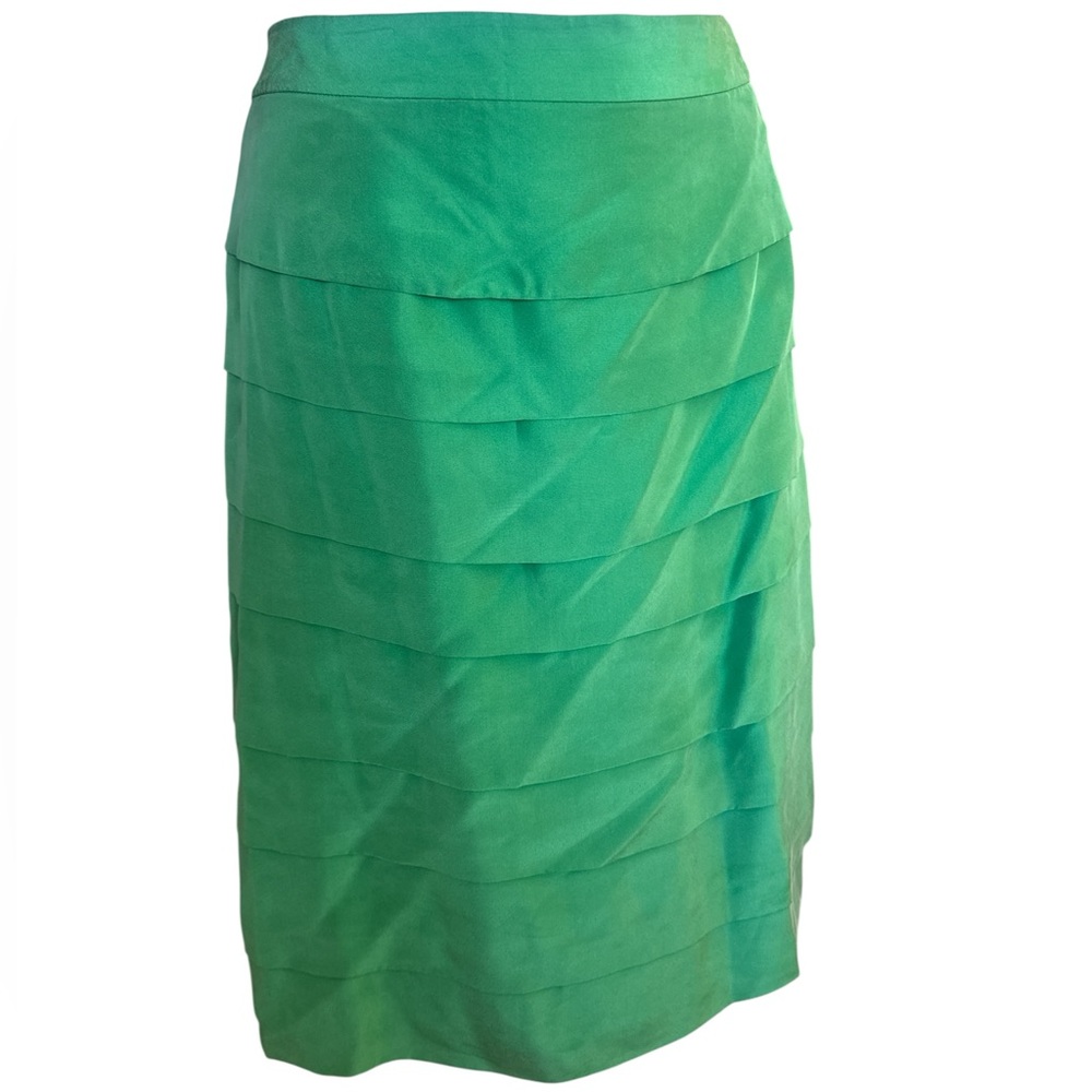Boden NWT Silk Green Layered Midi Skirt US 8